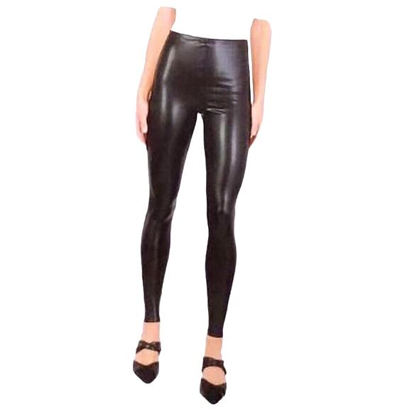 Joie Faux Leather Stretch Leggings Black Shiny Stretch Womens Size Medium NWT - Picture 1 of 5